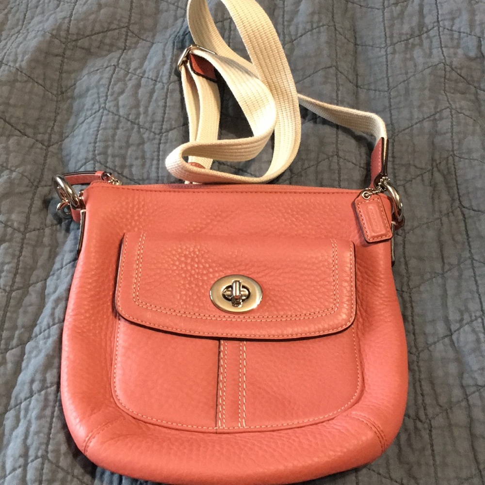 Coach pebbled leather blush crossbody